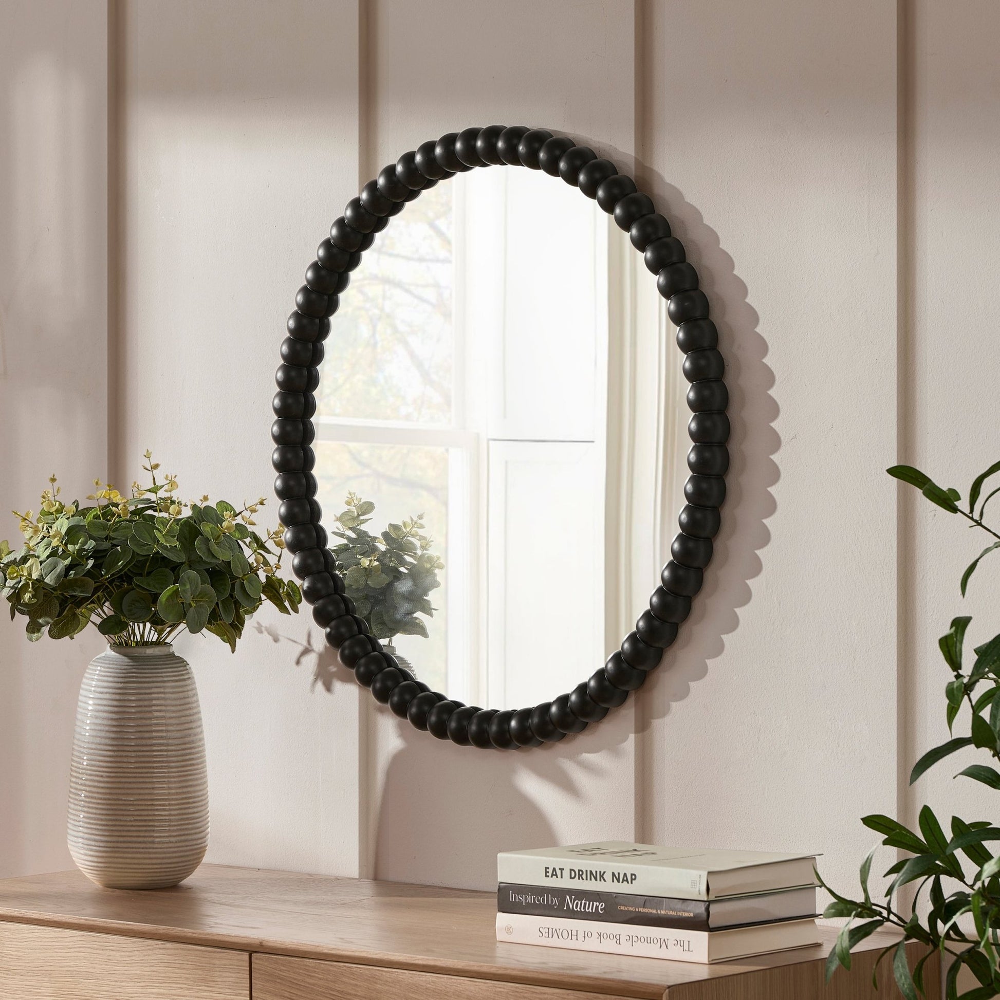 Bobbin Round Wall Mirror - Black - DUSK