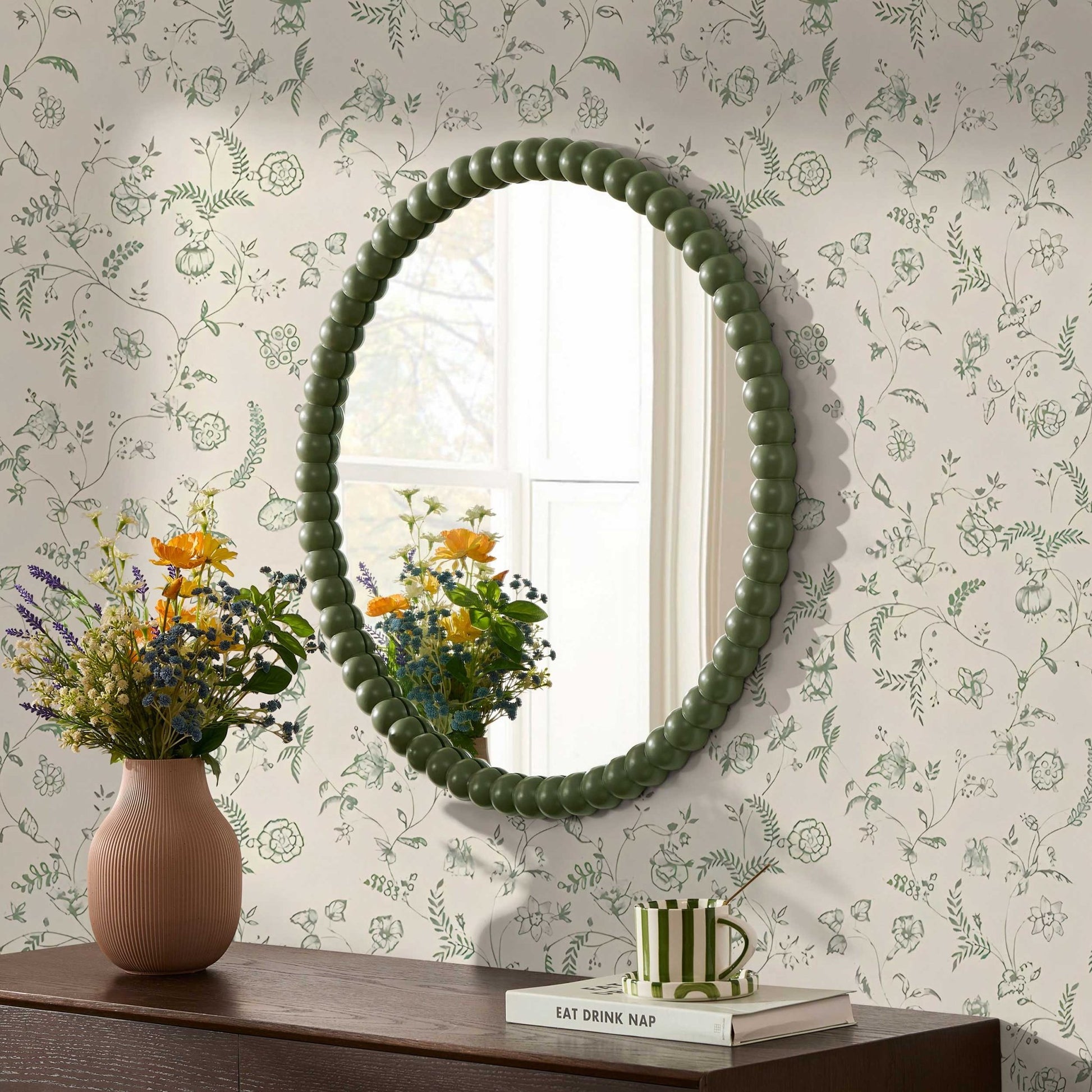 Bobbin Round Wall Mirror - Vetiver - DUSK