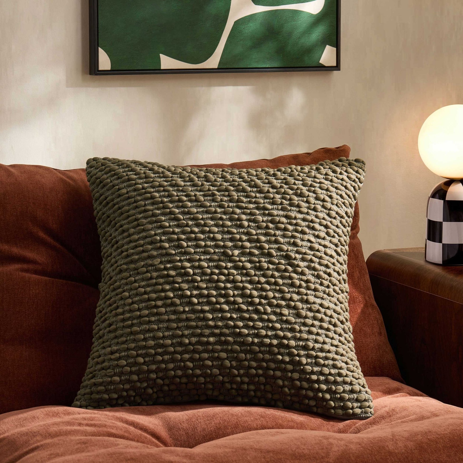 Bobble Loop Sofa Cushion Cover - Dark Green - DUSK