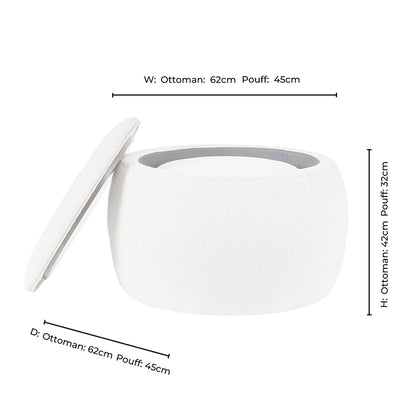 Bodhi Ottoman Storage Pouffe Set - Oatmeal - DUSK