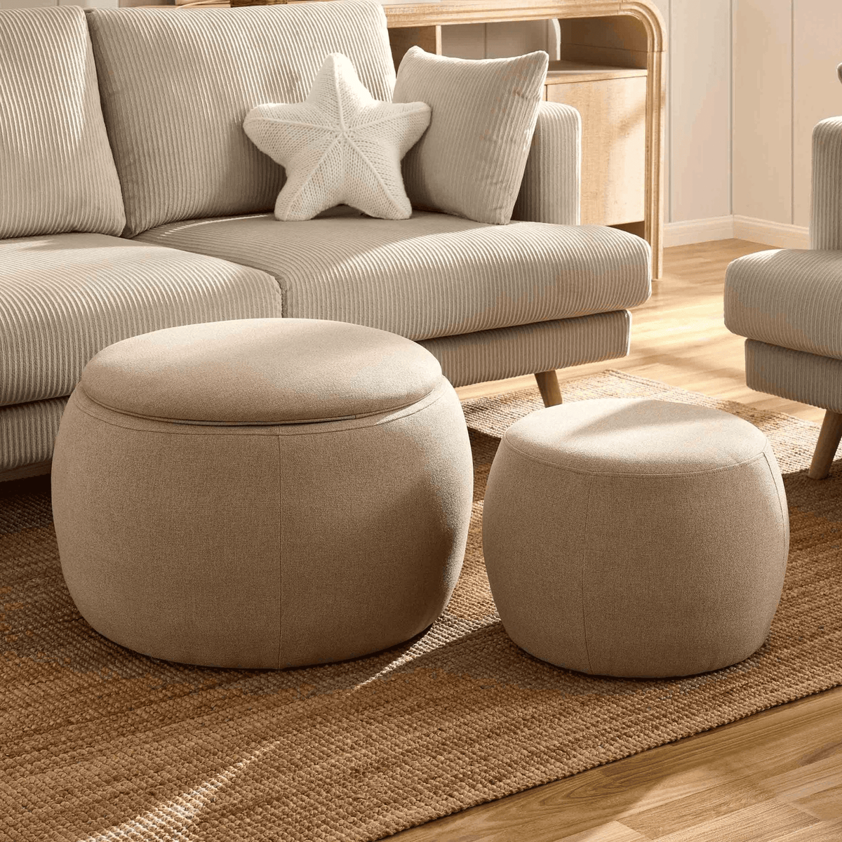 Bodhi Ottoman Storage Pouffe Set - Oatmeal - DUSK