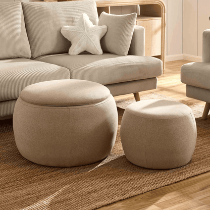 Bodhi Ottoman Storage Pouffe Set - Oatmeal - DUSK