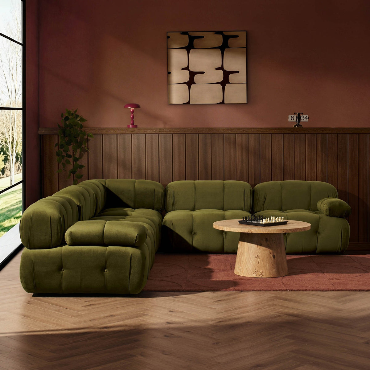 Bondi Large Left Hand Corner Sofa - Rich Green - DUSK