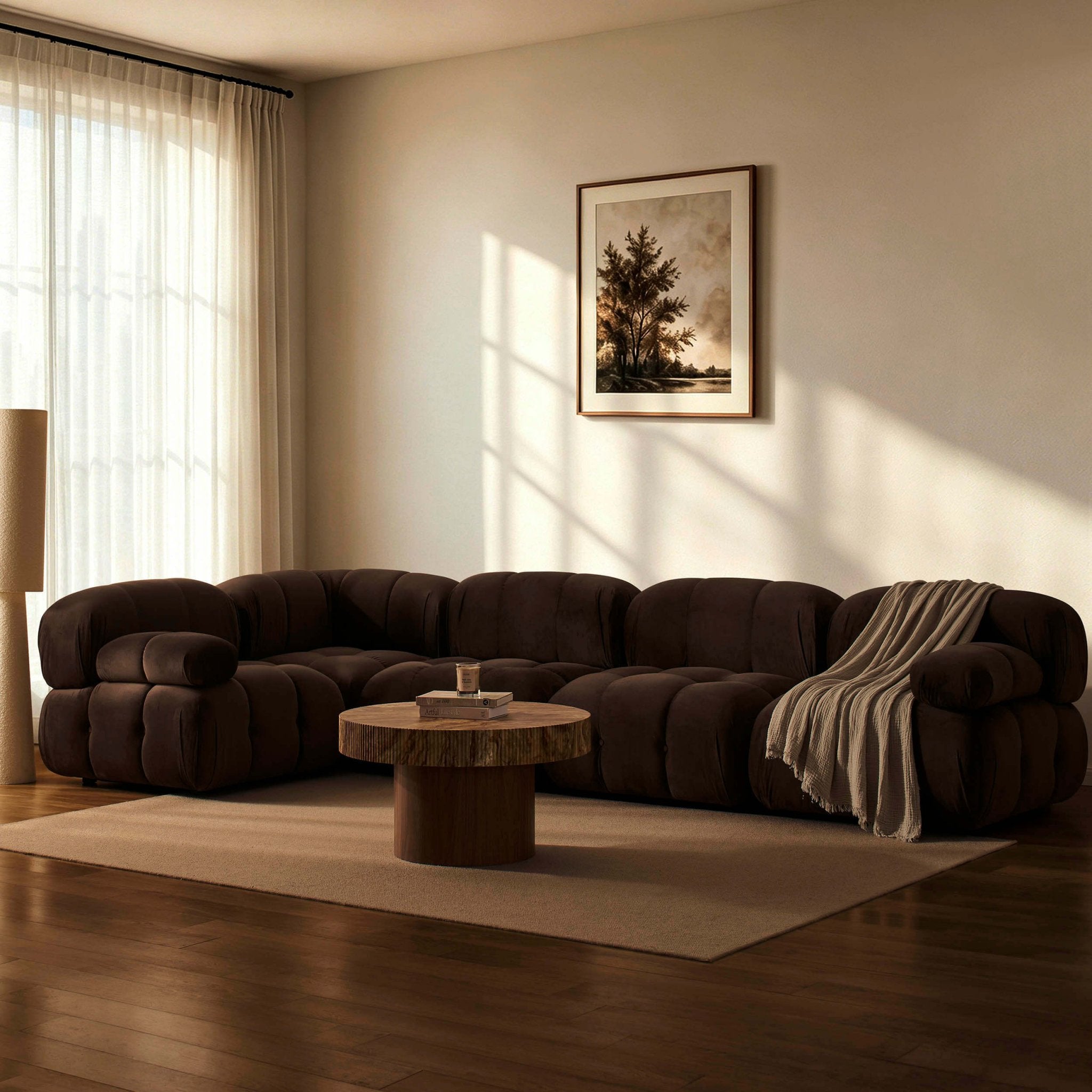 Bondi Large Left Hand L Shape Sofa - Cappuccino - DUSK