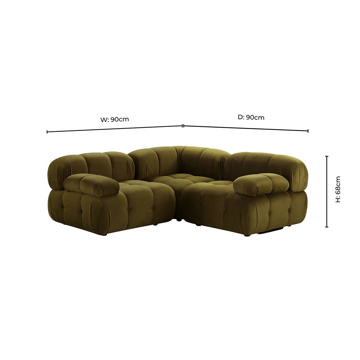 Bondi Small Corner Sofa - Rich Green - DUSK
