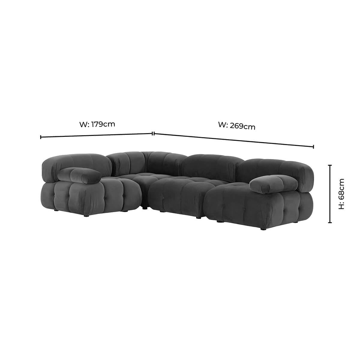Bondi Small Left Hand L Shape Sofa - Rich Green - DUSK