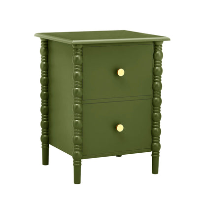 Bonnie 2 Drawer Bedside Table - Olive - DUSK