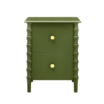 Bonnie 2 Drawer Bedside Table - Olive - DUSK