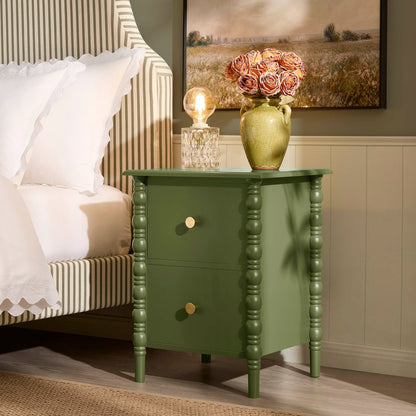 Bonnie 2 Drawer Bedside Table - Olive - DUSK