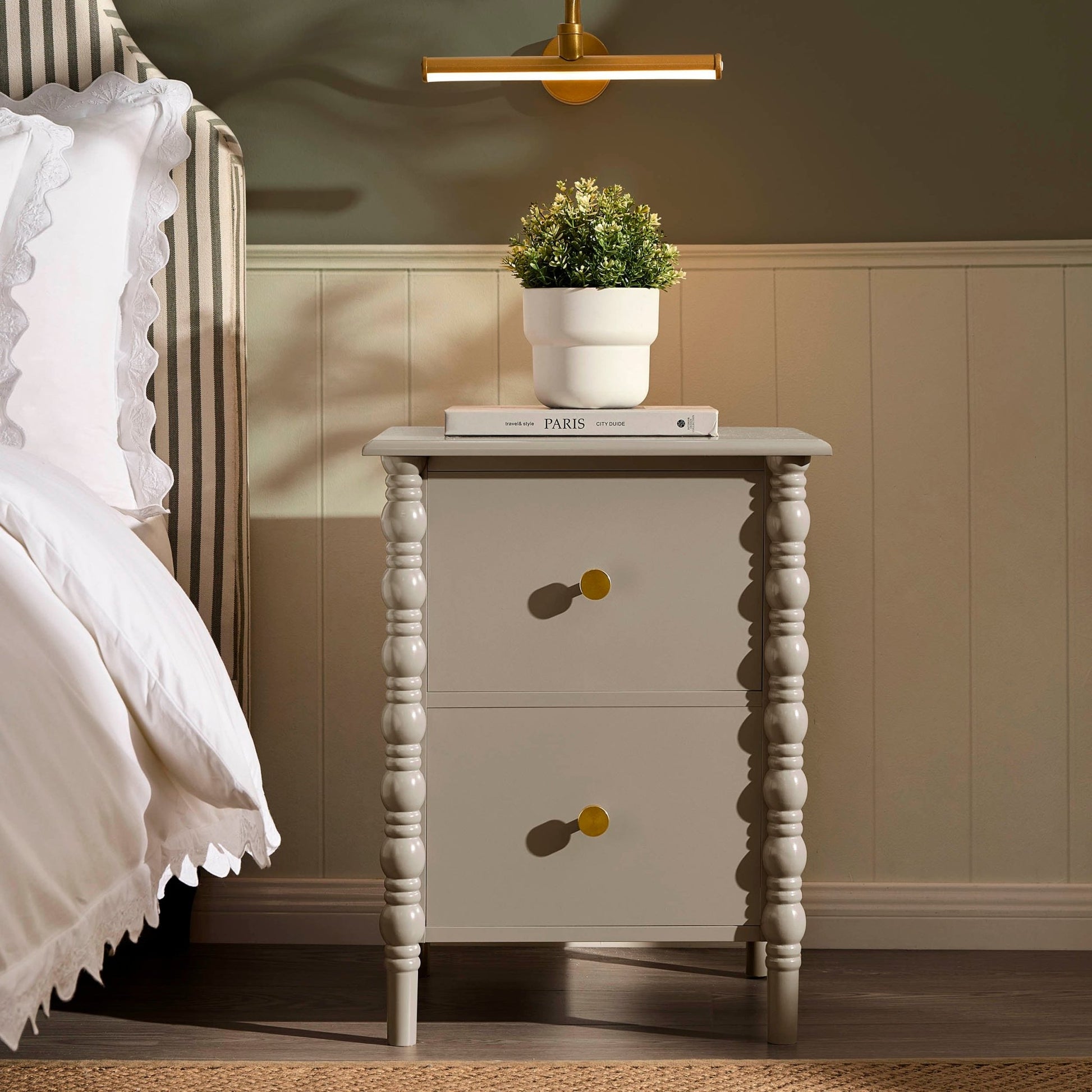 Bonnie 2 Drawer Bedside Table - Taupe - DUSK