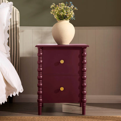 Bonnie 2 Drawer Bedside Table - Tawny Port - DUSK