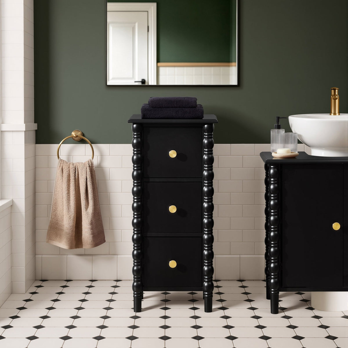Bonnie Bathroom 3 Drawer Chest - Black - DUSK