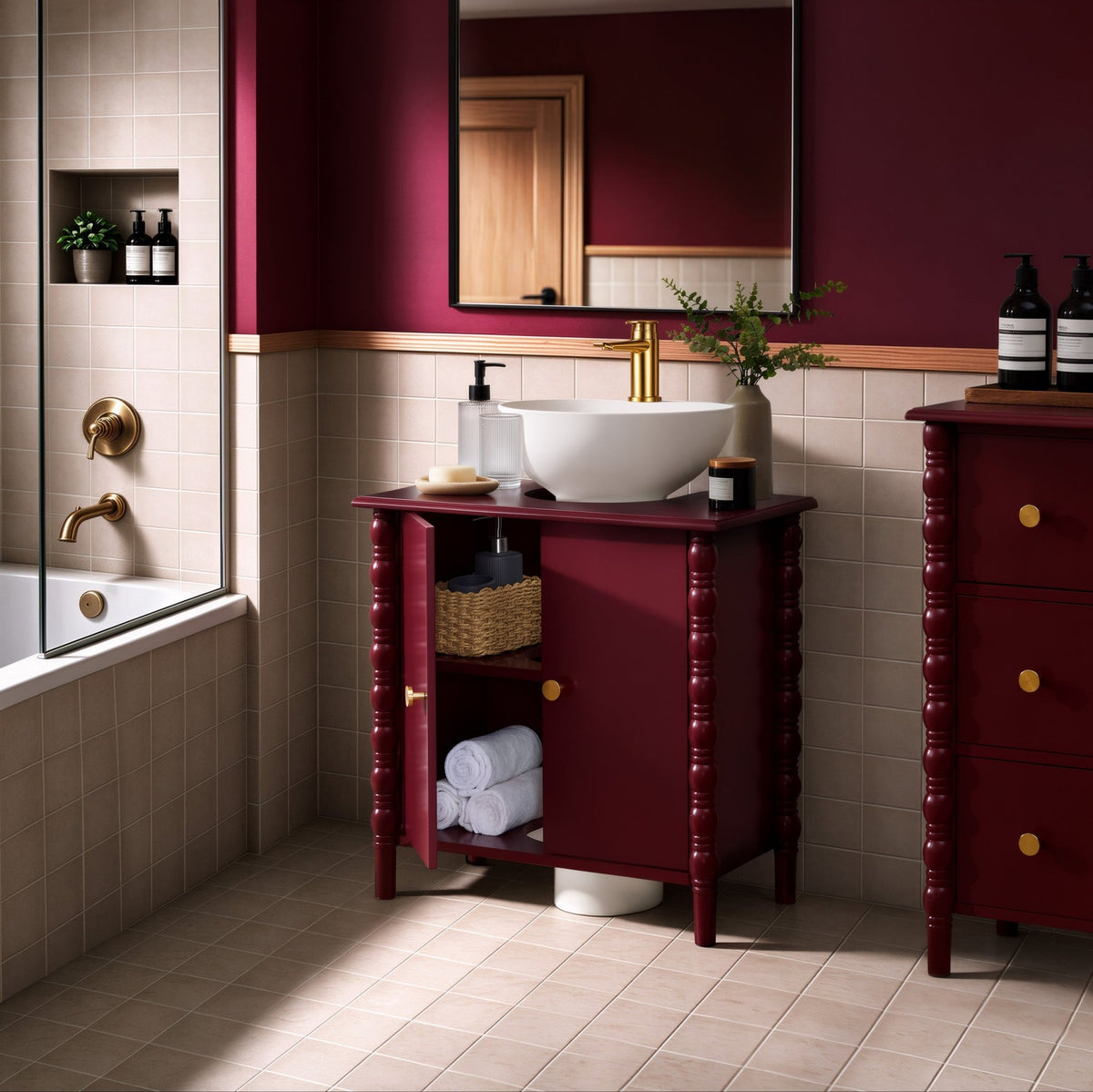 Bonnie Under Sink Bathroom Cabinet - Wine - DUSK