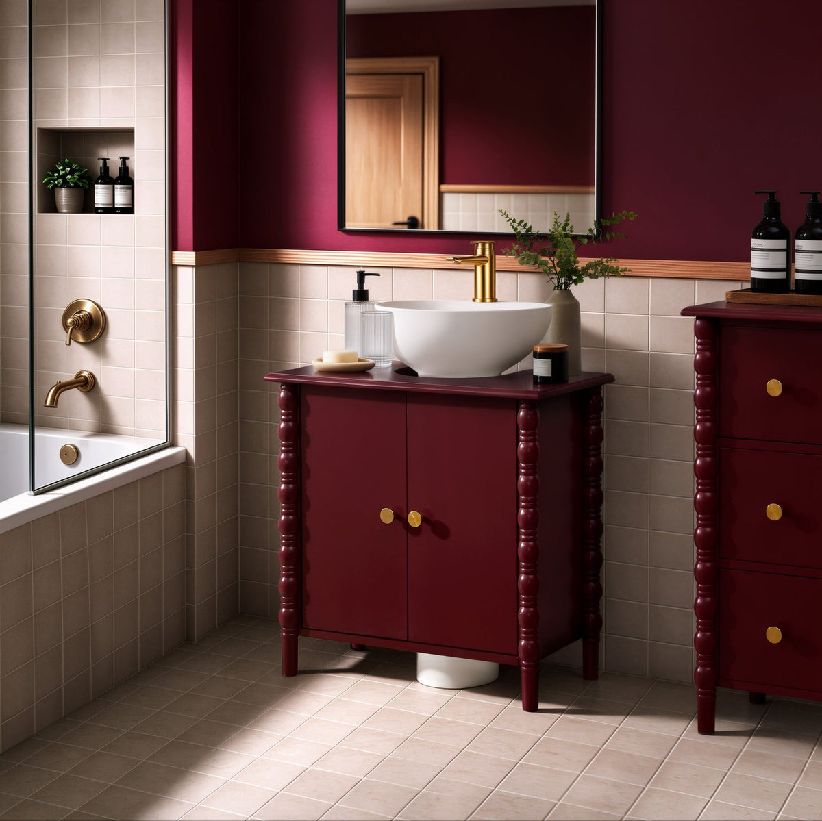 Bonnie Under Sink Bathroom Cabinet - Wine - DUSK