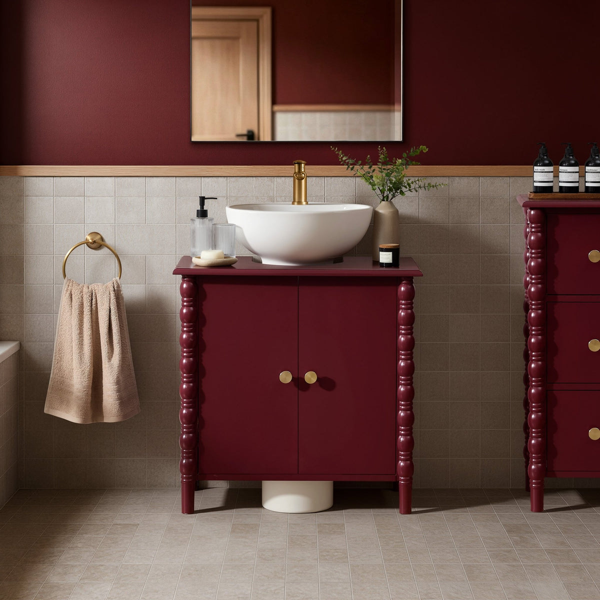 Bonnie Under Sink Bathroom Cabinet - Wine - DUSK