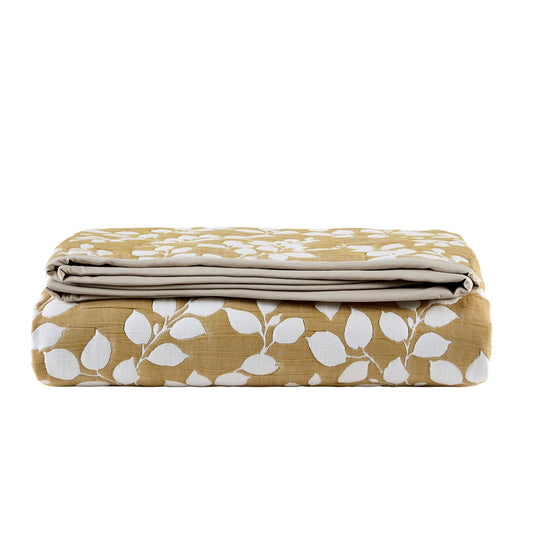 Bordeaux Contrast Floral Matelasse Bedspread - Mustard - DUSK