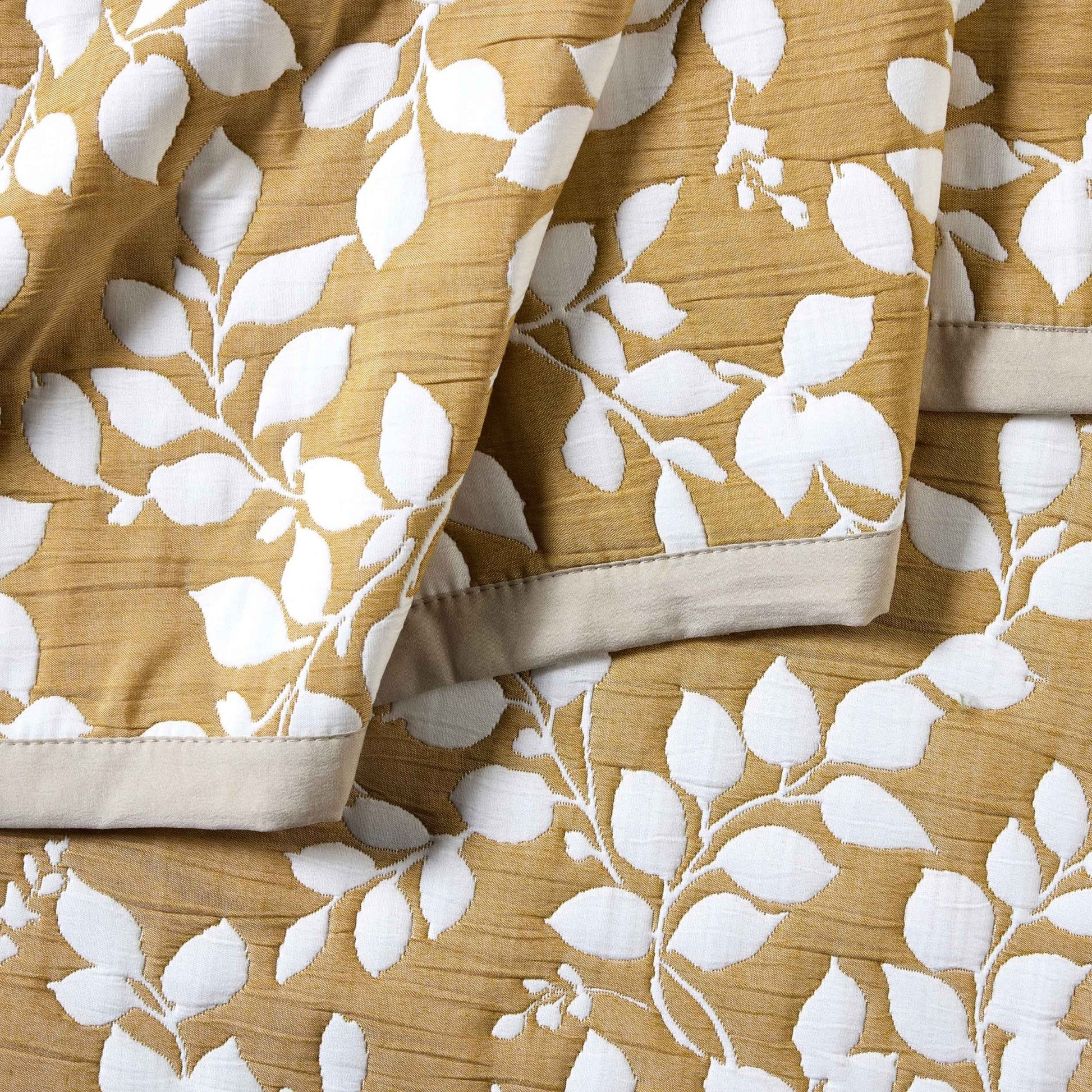 Bordeaux Contrast Floral Matelasse Bedspread - Mustard - DUSK