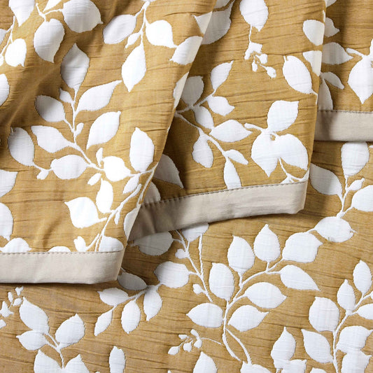 Bordeaux Contrast Floral Matelasse Bedspread - Mustard - DUSK