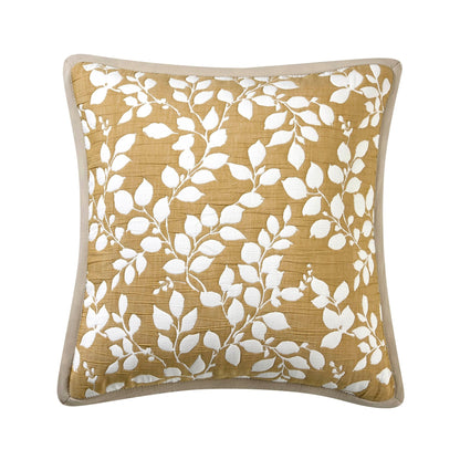 Bordeaux Contrast Floral Matelasse Cushion Cover - Mustard - DUSK