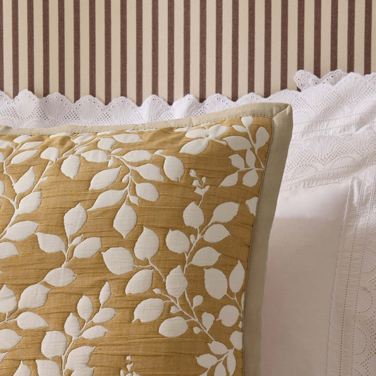 Bordeaux Contrast Floral Matelasse Cushion Cover - Mustard - DUSK