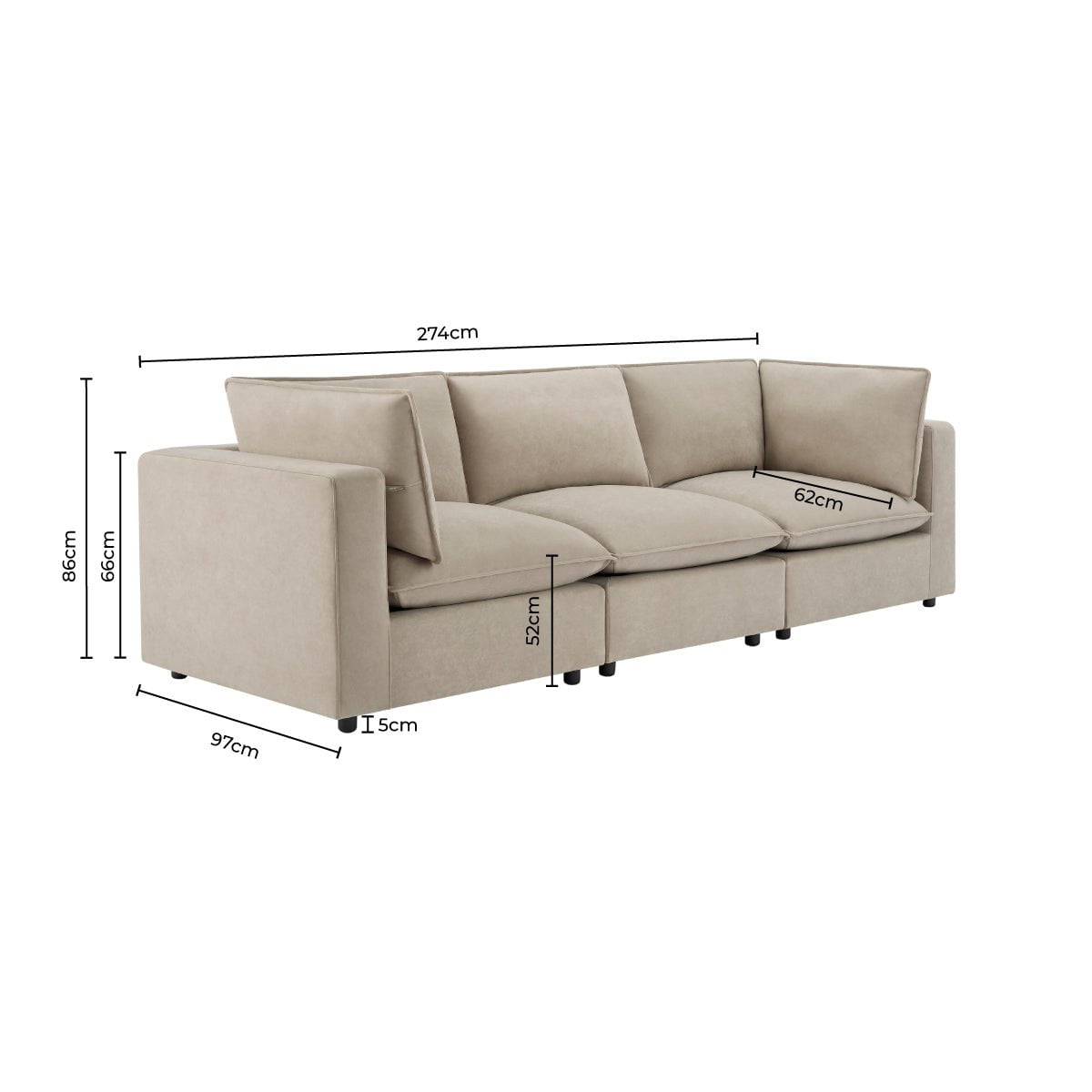 Boston 3 Seater Sofa - Olive - DUSK