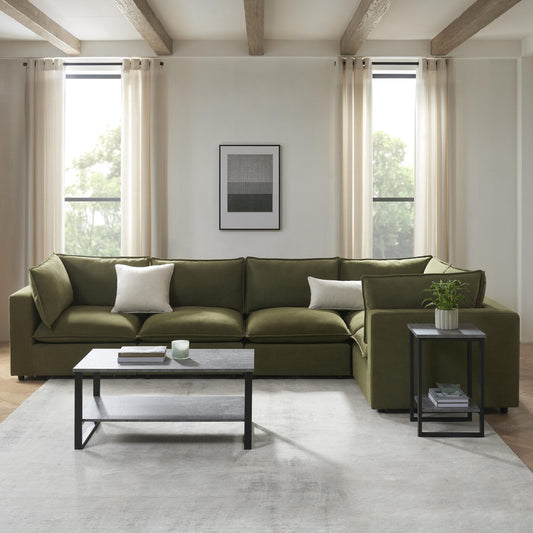 Boston Large Right Hand L - Shape Sofa - Olive - DUSK