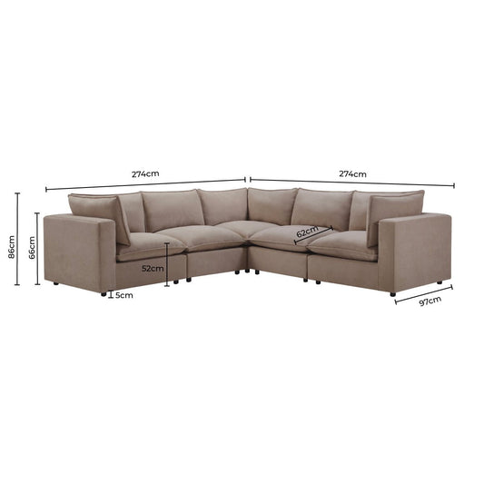 Boston Left Hand Corner Sofa - Grey - DUSK