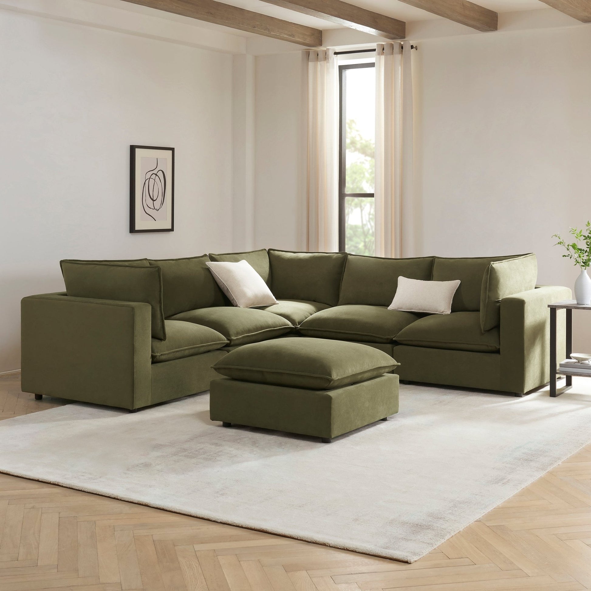 Boston Left Hand Corner Sofa - Olive - DUSK