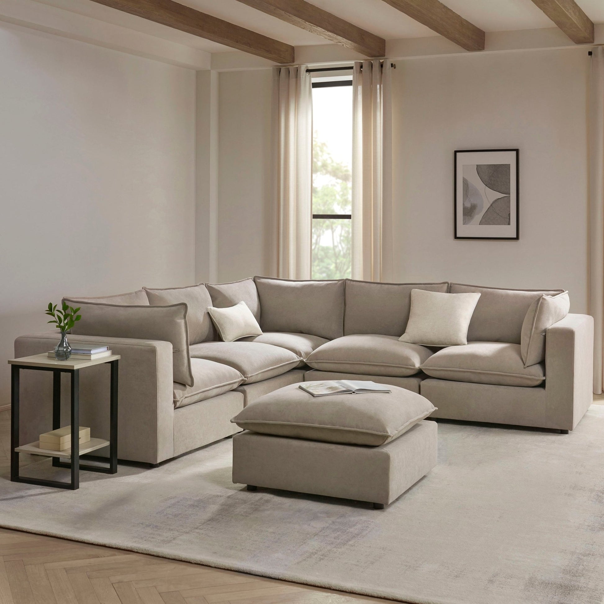 Boston Left Hand Corner Sofa - Stone - DUSK