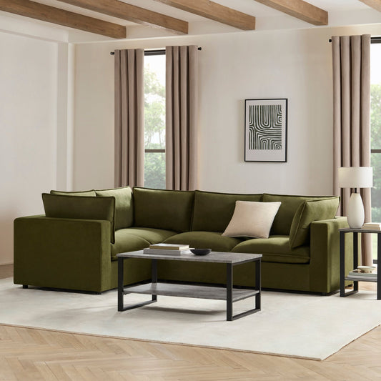 Boston Small Left Hand L - Shape Sofa - Olive - DUSK