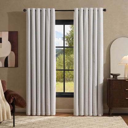 Boucle Black Out Curtains - White - DUSK