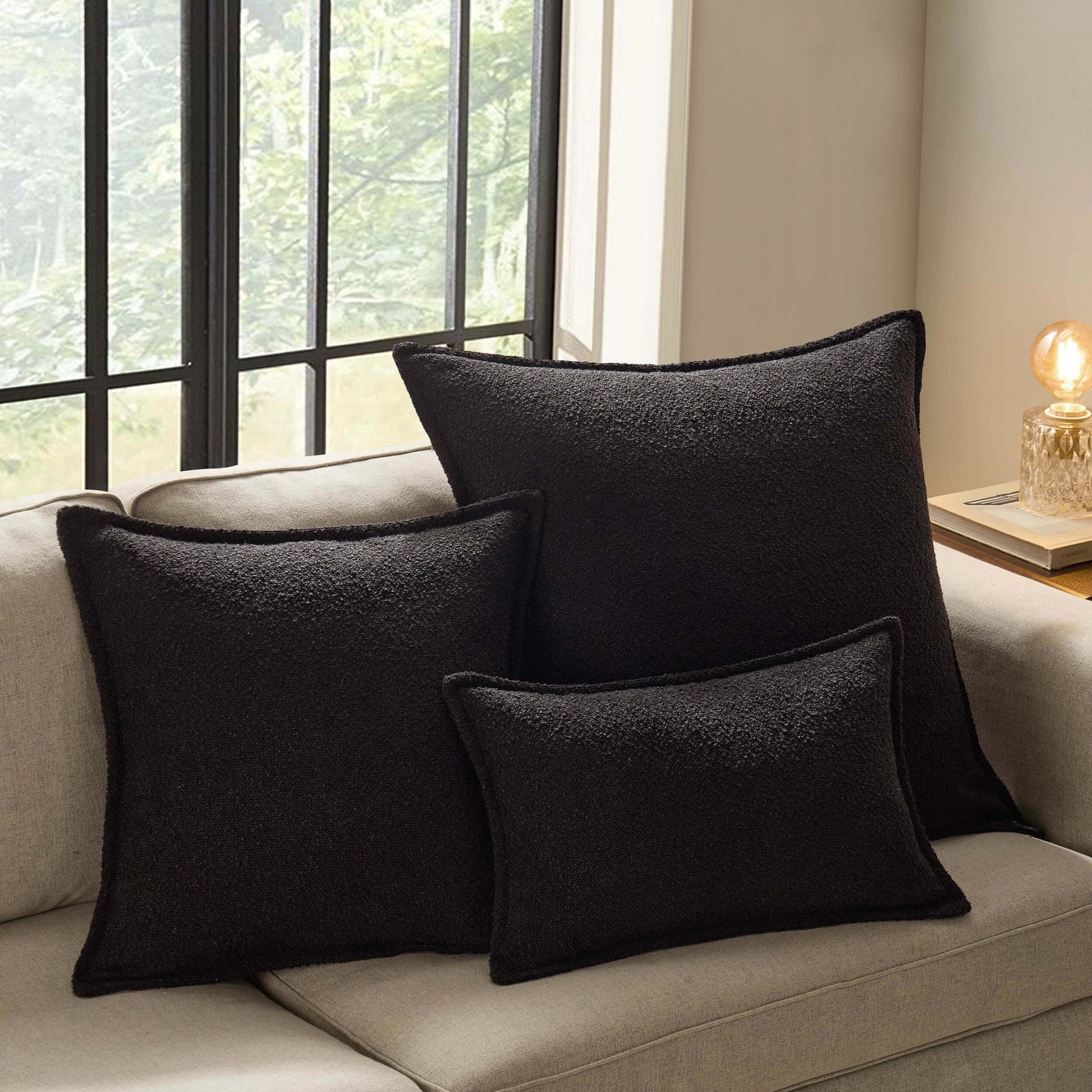 Boucle Cushion Cover - Black - DUSK