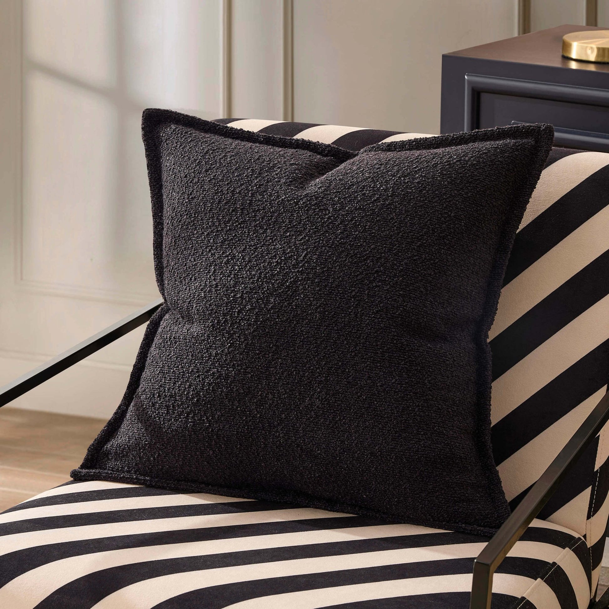 Boucle Sofa Cushion Cover - Black - DUSK