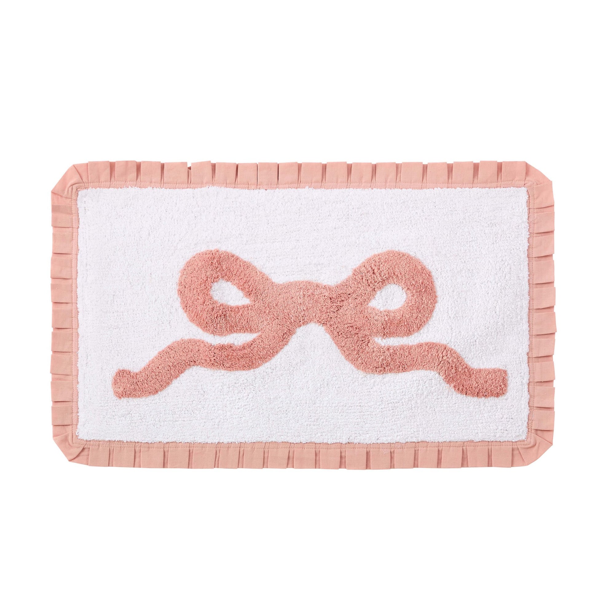 Bow Tufted Bath Mat - Pink/White - DUSK
