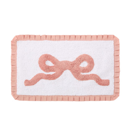 Bow Tufted Bath Mat - Pink/White - DUSK