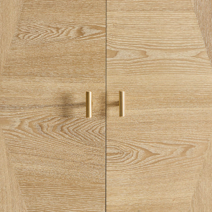 Brianna Concave 2 Door Wardrobe with Drawers - Light Wood - DUSK