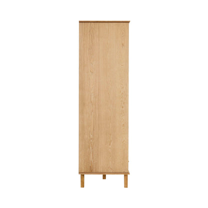 Brianna Concave 2 Door Wardrobe with Drawers - Light Wood - DUSK