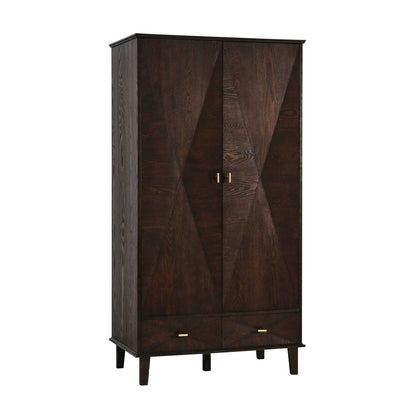 Brianna Concave 2 Door Wardrobe with Drawers - Walnut - DUSK