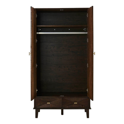 Brianna Concave 2 Door Wardrobe with Drawers - Walnut - DUSK