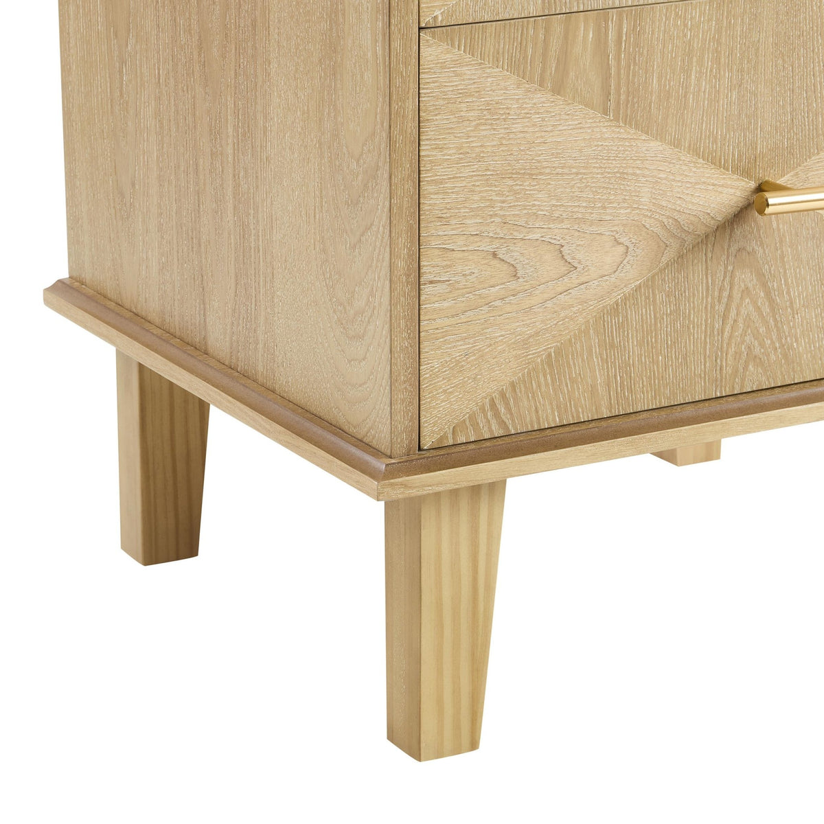 Brianna Concave 2 Drawer Bedside Table - Light Wood - DUSK
