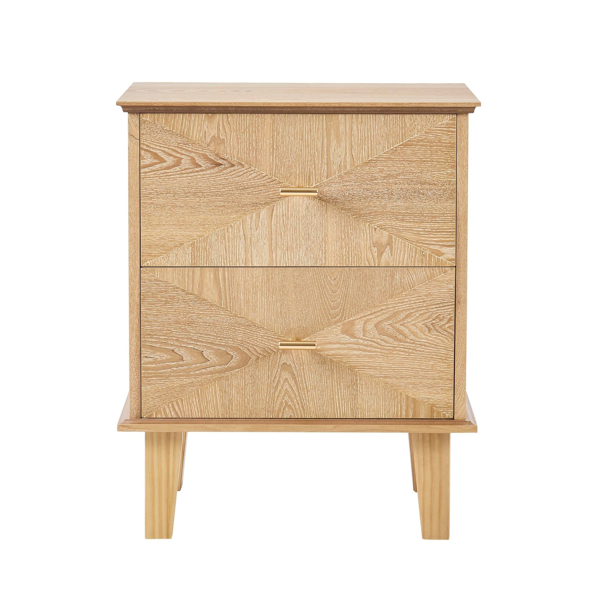 Brianna Concave 2 Drawer Bedside Table - Light Wood - DUSK