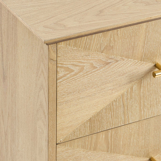Brianna Concave 2 Drawer Bedside Table - Light Wood - DUSK