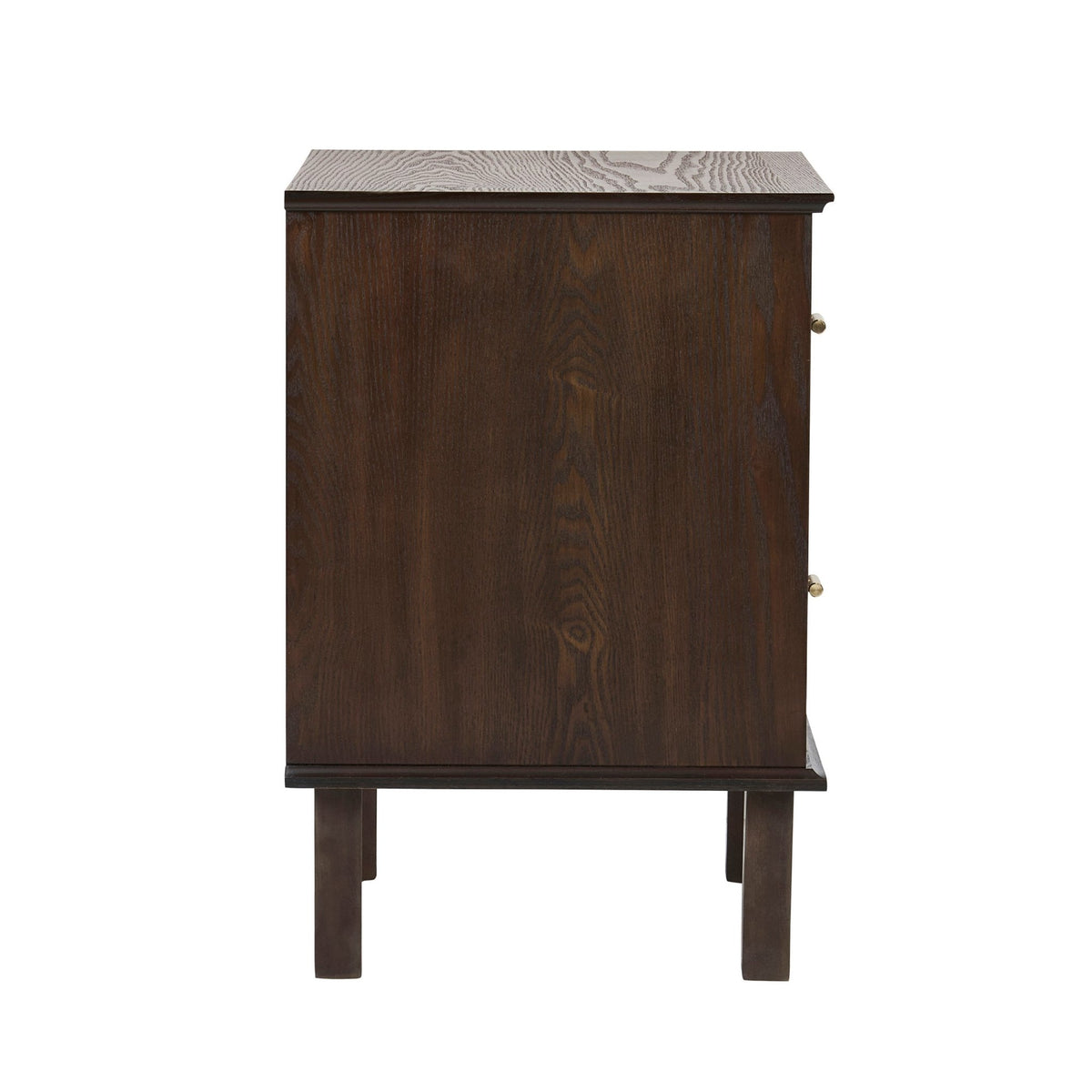 Brianna Concave 2 Drawer Bedside Table - Walnut - DUSK