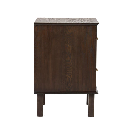 Brianna Concave 2 Drawer Bedside Table - Walnut - DUSK