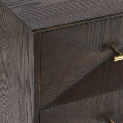 Brianna Concave 2 Drawer Bedside Table - Walnut - DUSK