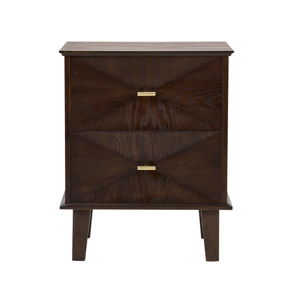 Brianna Concave 2 Drawer Bedside Table - Walnut - DUSK
