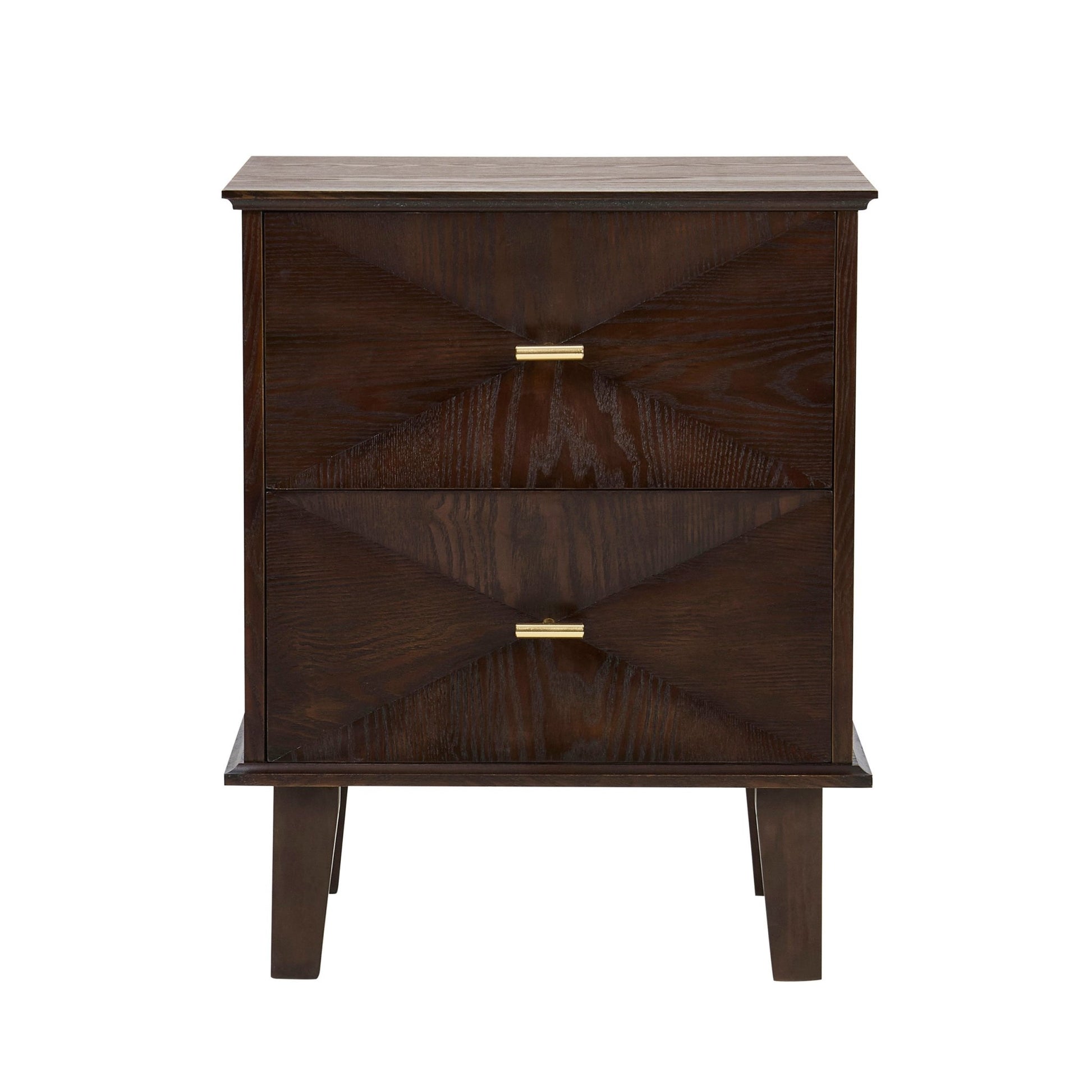 Brianna Concave 2 Drawer Bedside Table - Walnut - DUSK