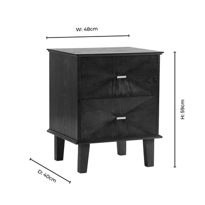 Brianna Concave 2 Drawer Bedside Table - Walnut - DUSK