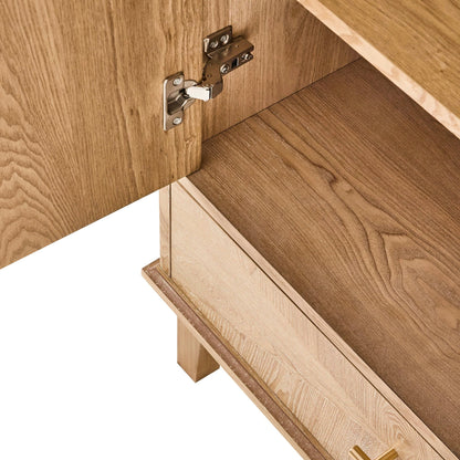 Brianna Concave 3 Door Wardrobe with Drawers - Light Wood - DUSK