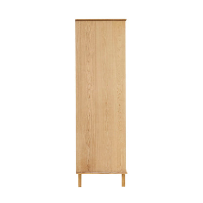 Brianna Concave 3 Door Wardrobe with Drawers - Light Wood - DUSK